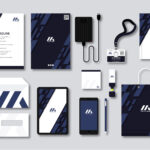 Logo design and stationary package on a table