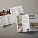 bi-fold brochure with complete brand information