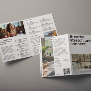 bi-fold brochure with complete brand information